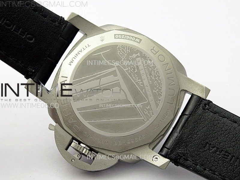 PAM1096 W Luminor GMT 42mm Titanium VSF 1:1 Best Edition Black Dial on Black Leather Strap P.9011 Super Clone